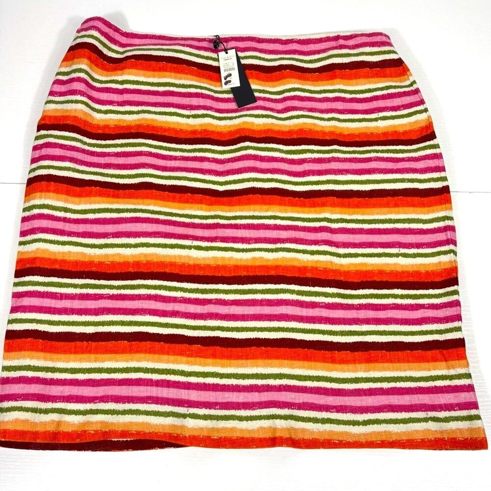NWT Talbots Vibrant Striped 100% Linen Mini Skirt Size 16 EE0584